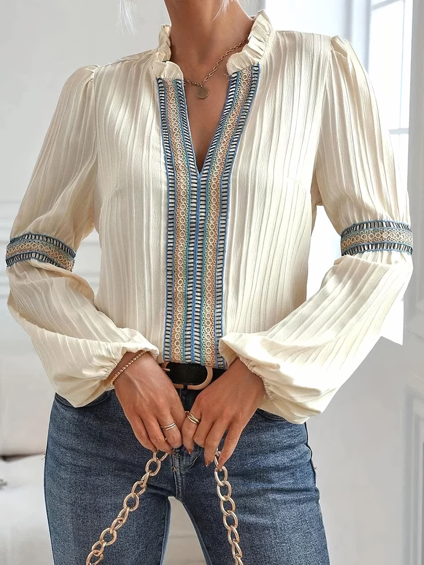 Vinca | Stilig Plisserad Boho Blus