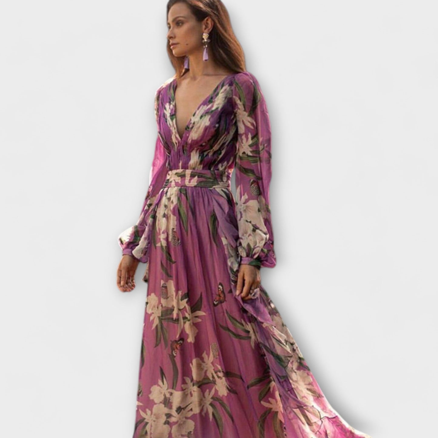 Högkvalitativ elegant maxiklänning