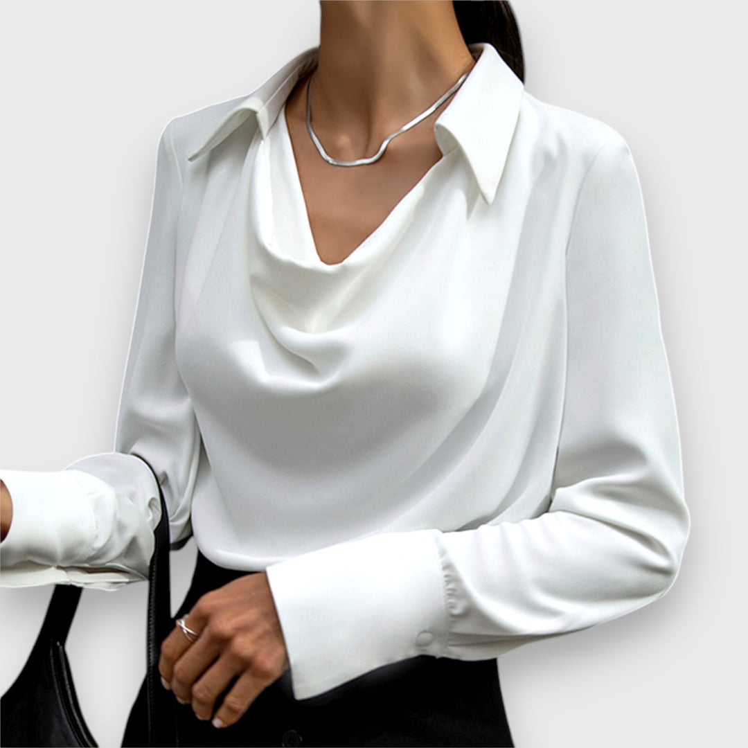 Solina | Stilig Draperad Cowl Neck Blus